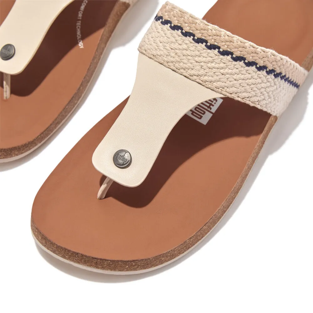 รองเท้าแตะแบบหูหนีบ ผู้ชาย รุ่น iQUSHION MEN'S STRIPE-WEBBING/LEATHER TOE-POST SANDALS