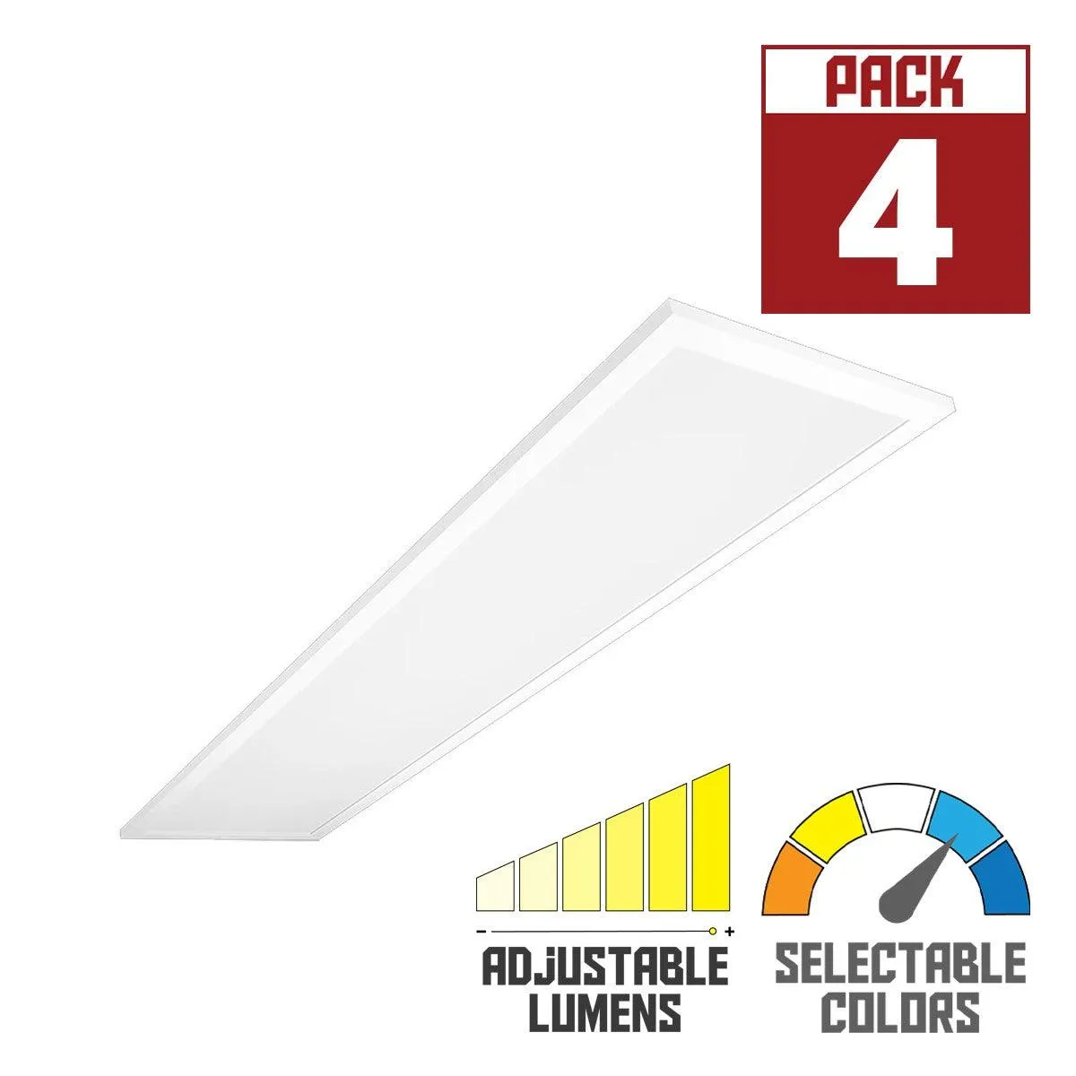 1x4 LED Flat Panel Light, 4100 Lumens, 40 Watts Adjustable, 35K/40K/50K, 120/277V