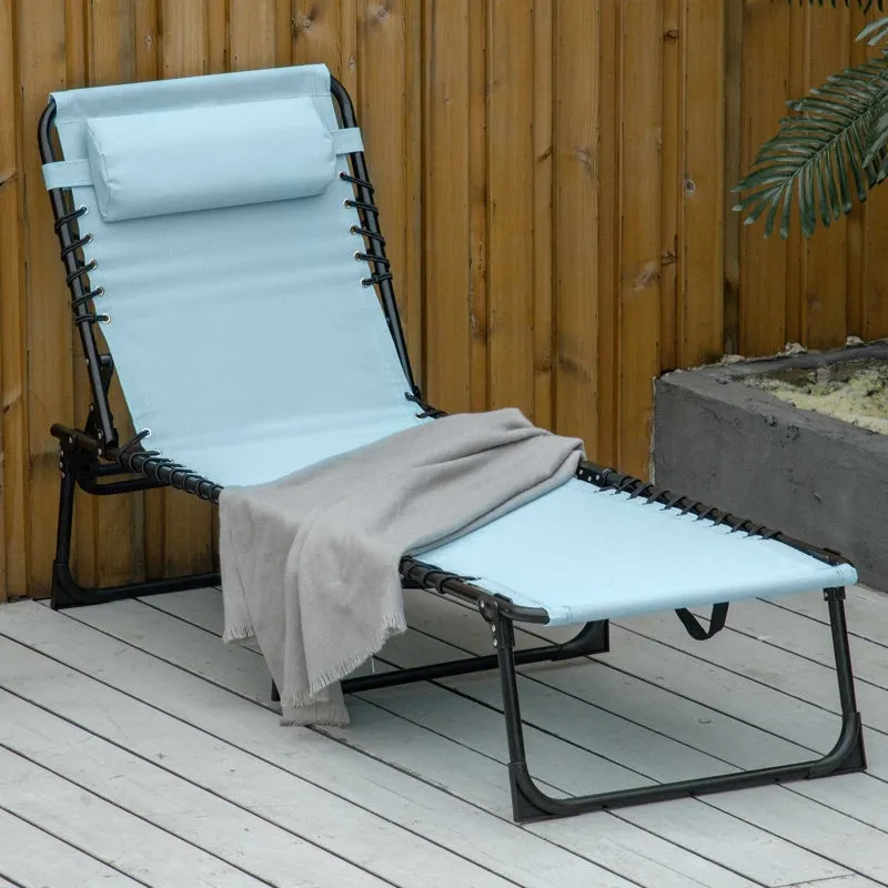 4-Level Adjustable Folding Beach Bed - Light Blue