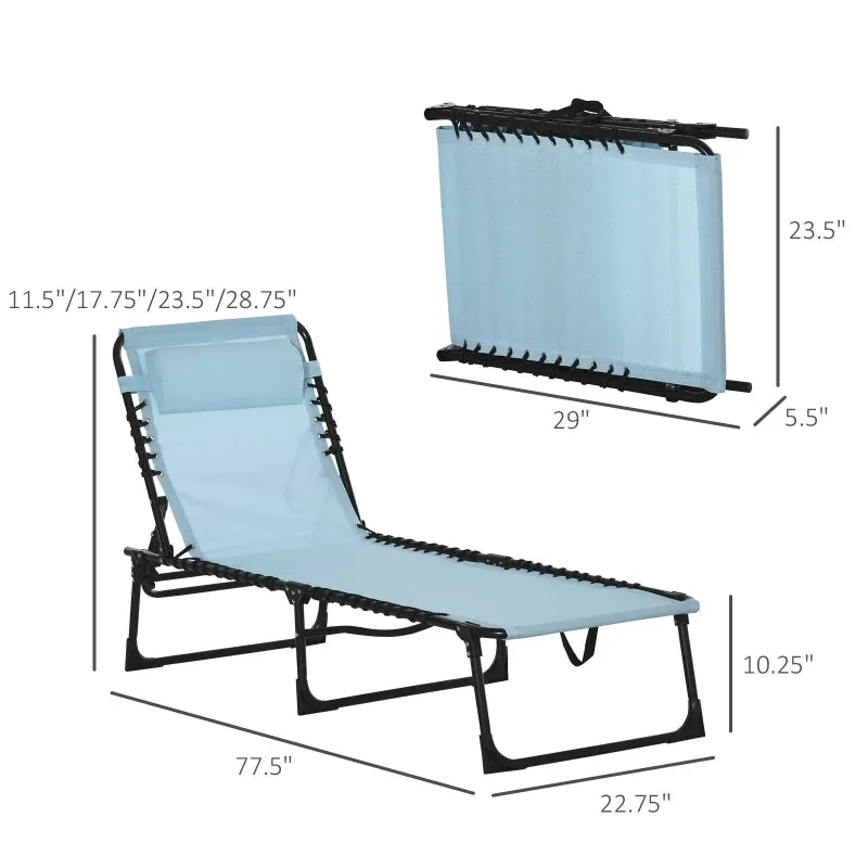 4-Level Adjustable Folding Beach Bed - Light Blue