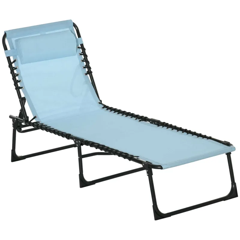 4-Level Adjustable Folding Beach Bed - Light Blue