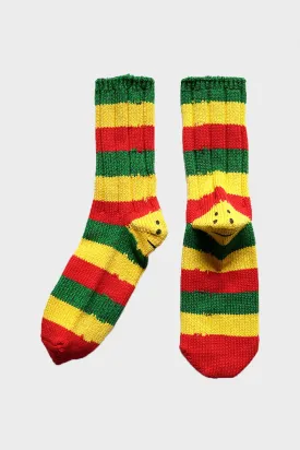 56 Yarns RASTA RAINBOWY HAPPY HEEL Socks - Red