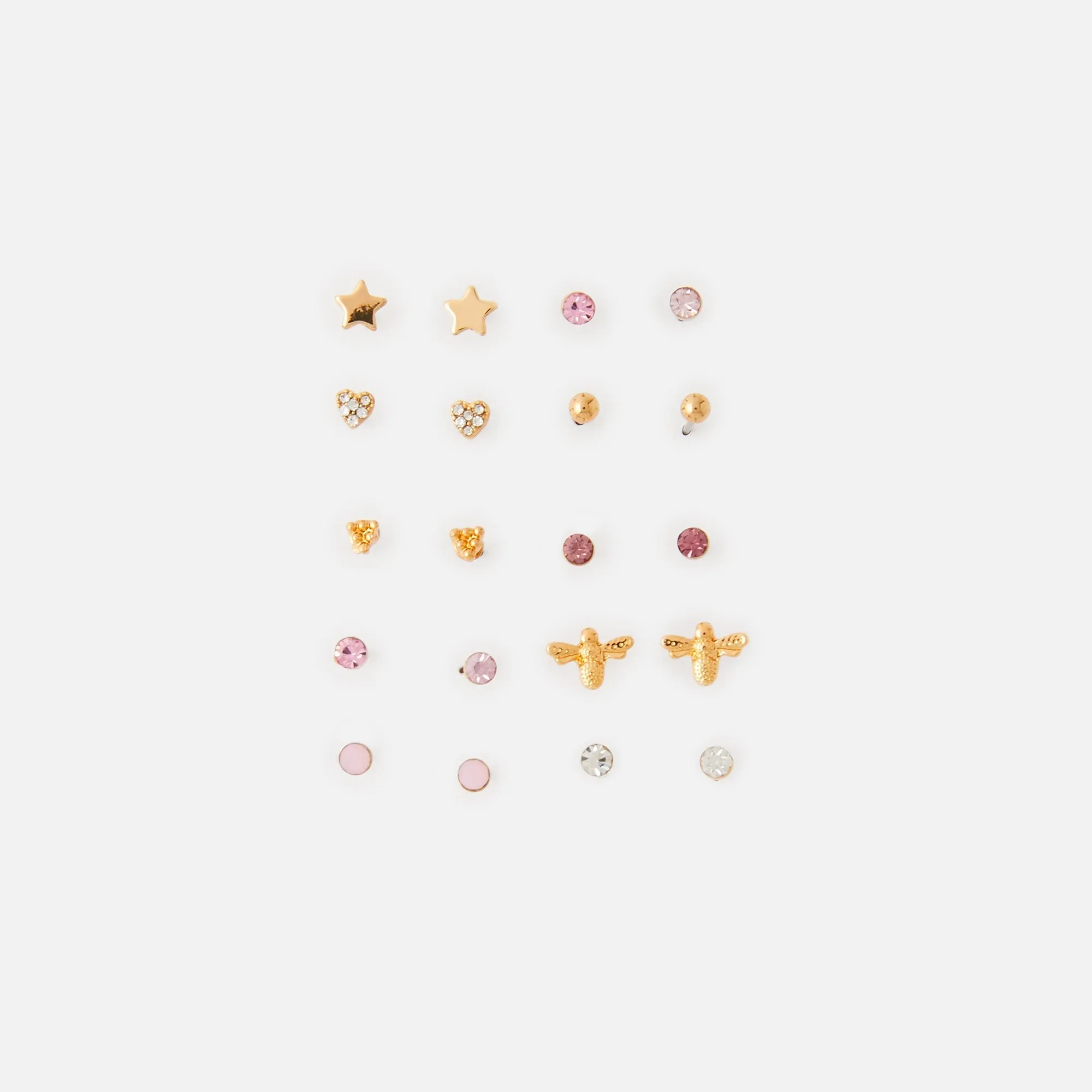 Accessorize London 10 X Pastel Bee Stud Set