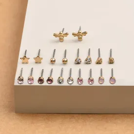 Accessorize London 10 X Pastel Bee Stud Set