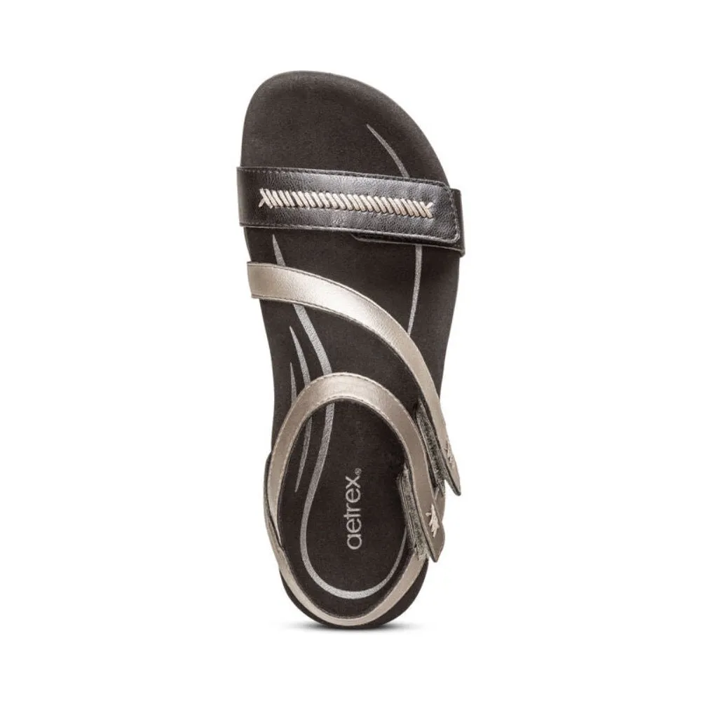 Aetrex Women's Gabby Adjustable Quarter Strap Sandal Black Multi