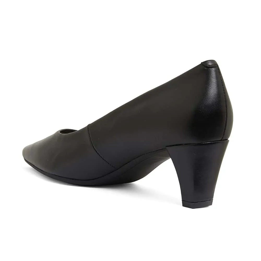 Aiken Heel in Black Leather