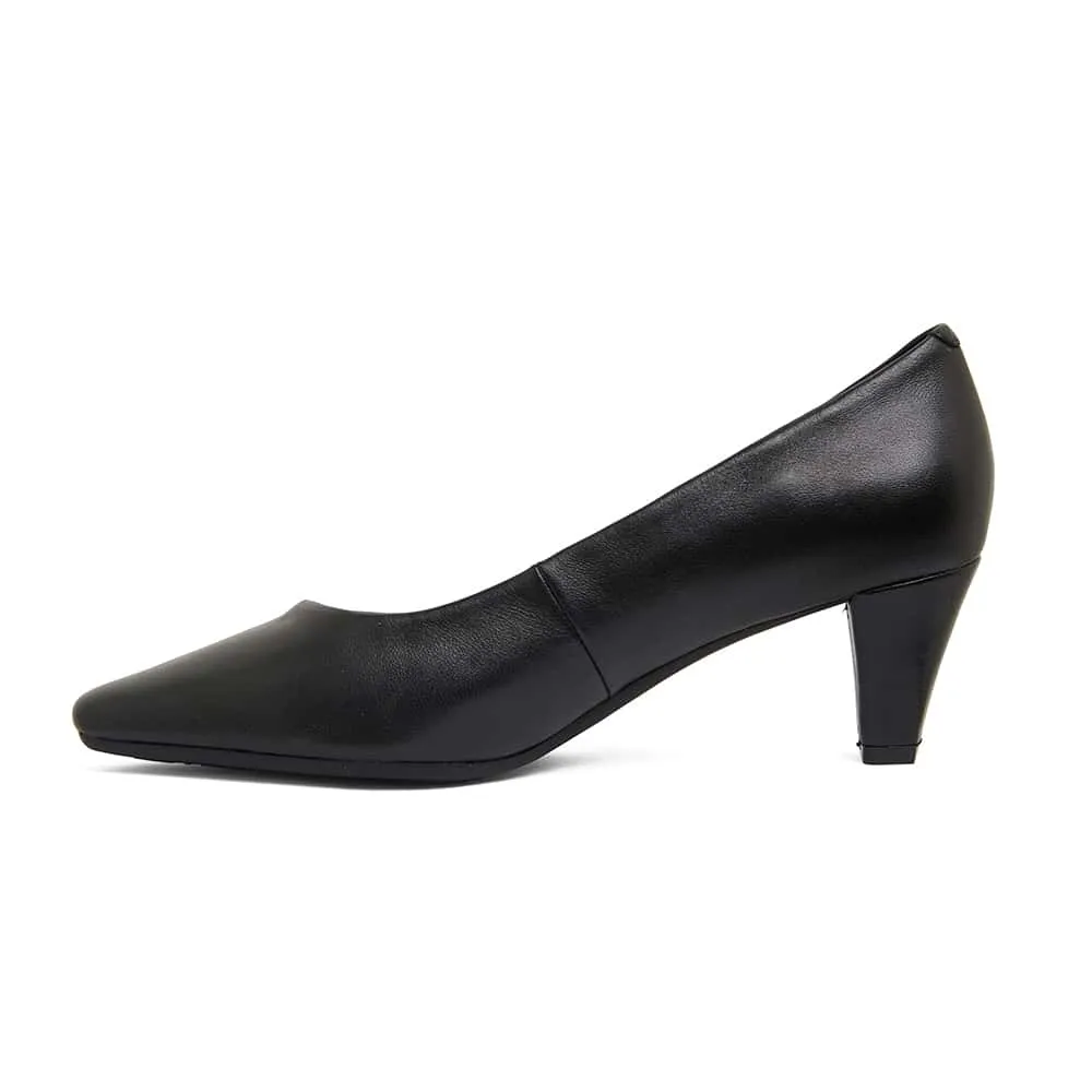 Aiken Heel in Black Leather