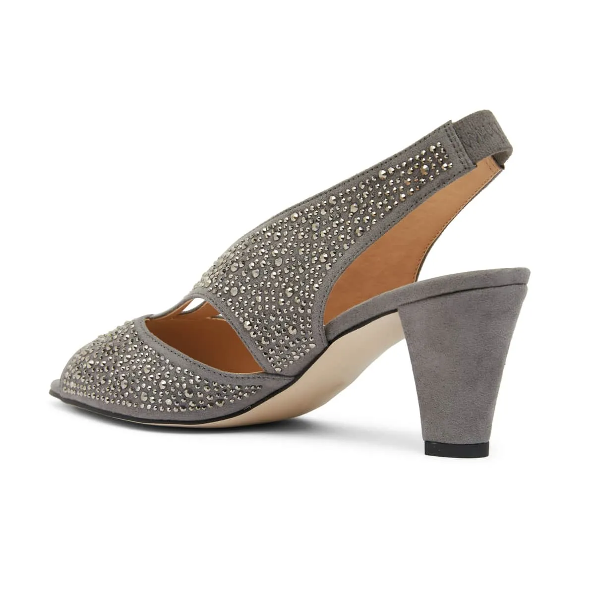 Angie Heel in Grey Sparkle