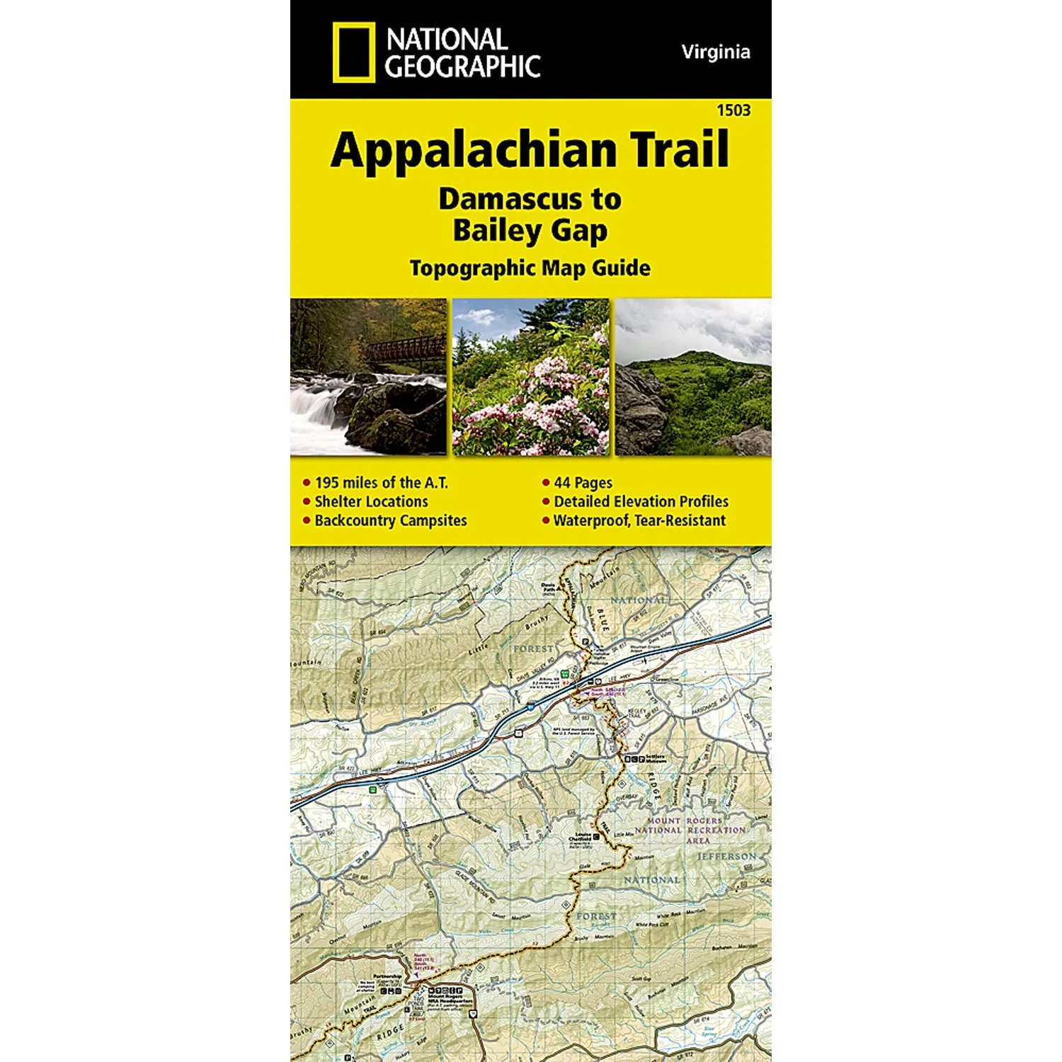 Appalachian Trail Map, Damascus to Bailey Gap [Virginia]