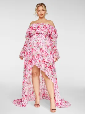 Aurelie Floral Print Hi-Low Dress