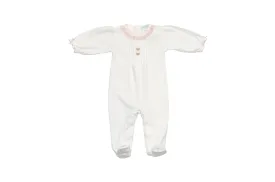 Baby Girl's White Footie With Rose Buds