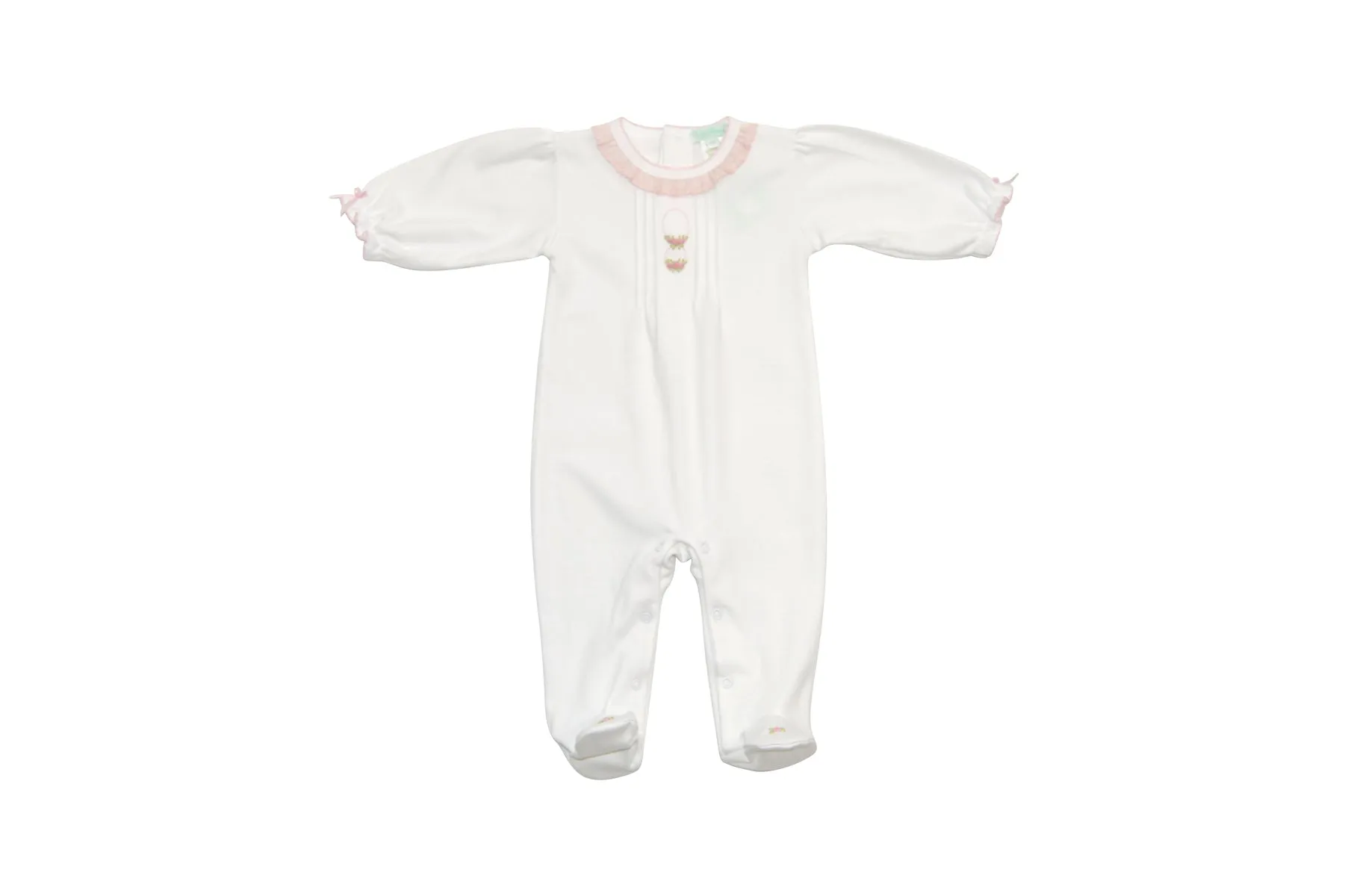 Baby Girl's White Footie With Rose Buds