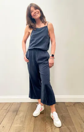 BD Fray Neck Wide Leg Jumpsuit 6416 in Endless Sea