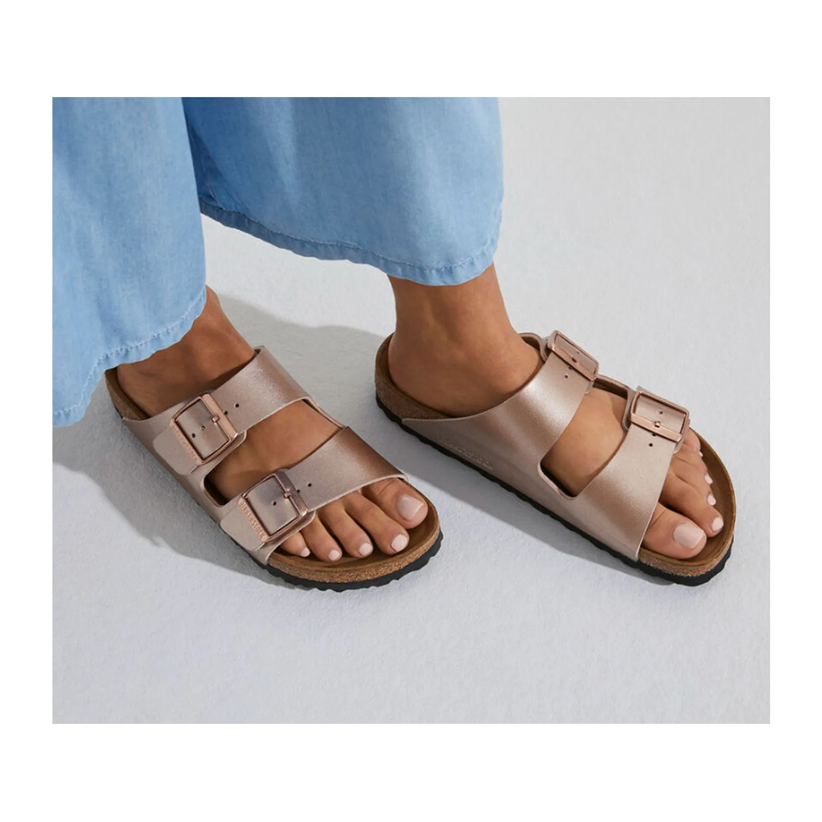 Birkenstock Arizona Narrow Slide Sandal (Women) - Copper Birko-Flor