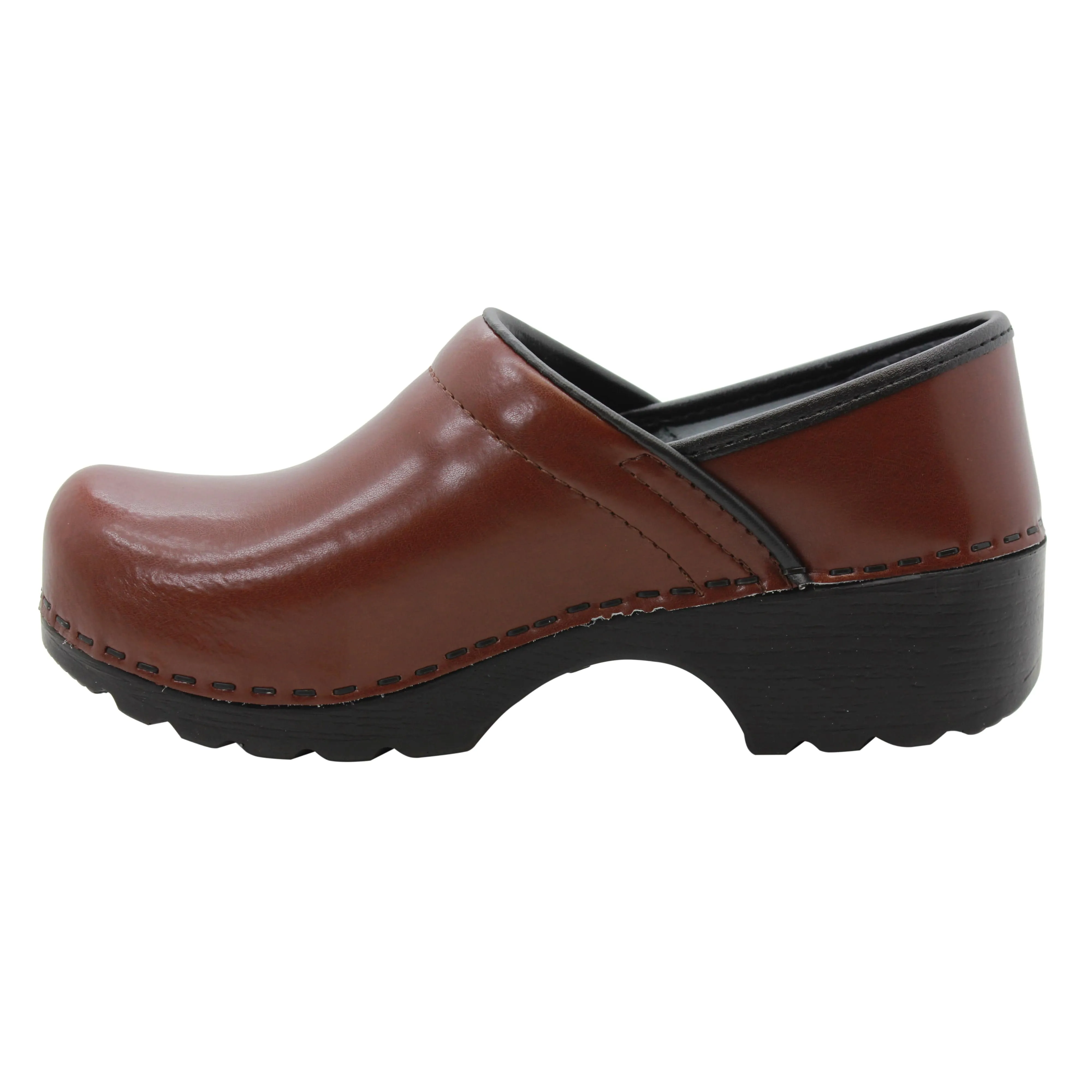 BJORK Women's Swedish Professional Brown Leather Clogs