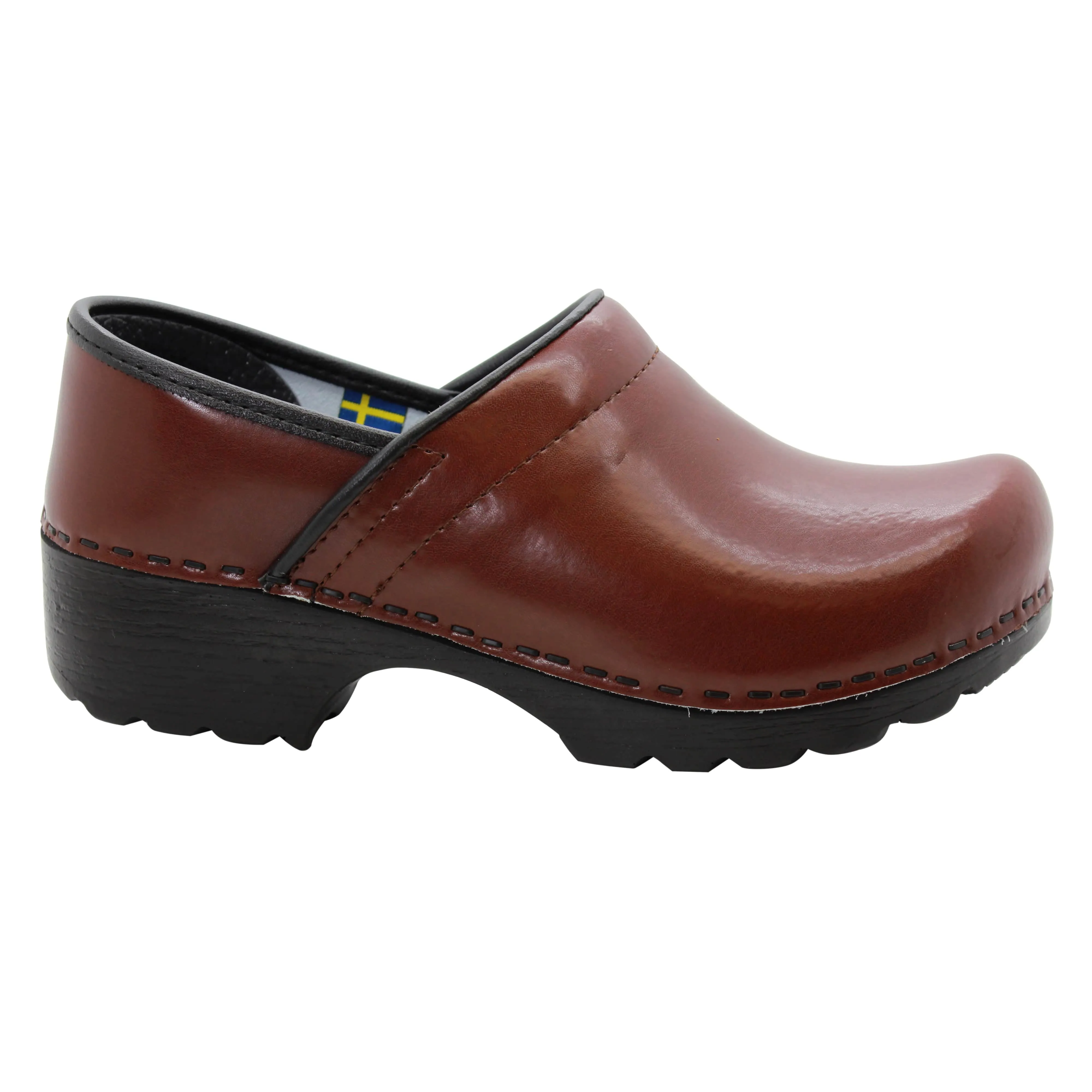 BJORK Women's Swedish Professional Brown Leather Clogs