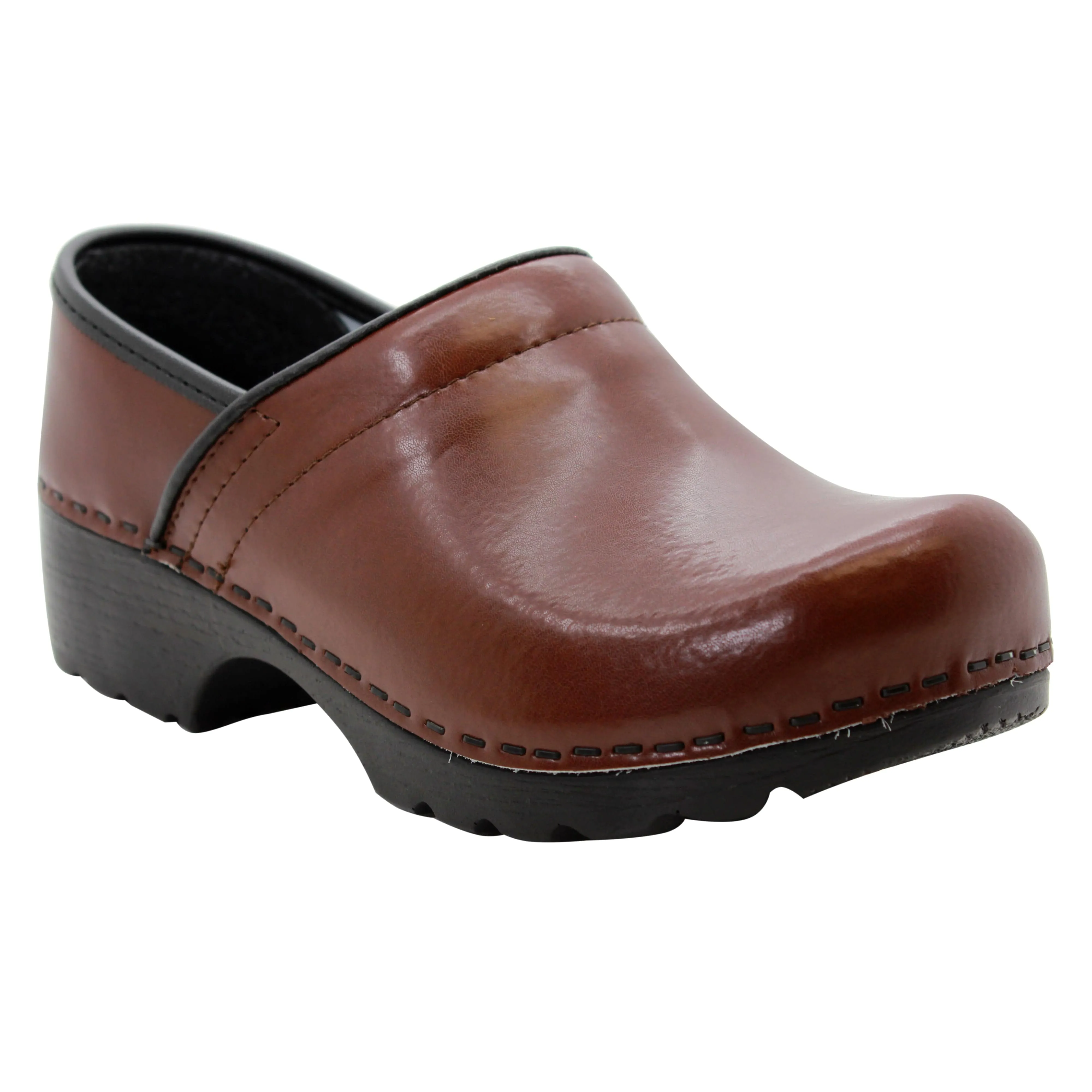 BJORK Women's Swedish Professional Brown Leather Clogs