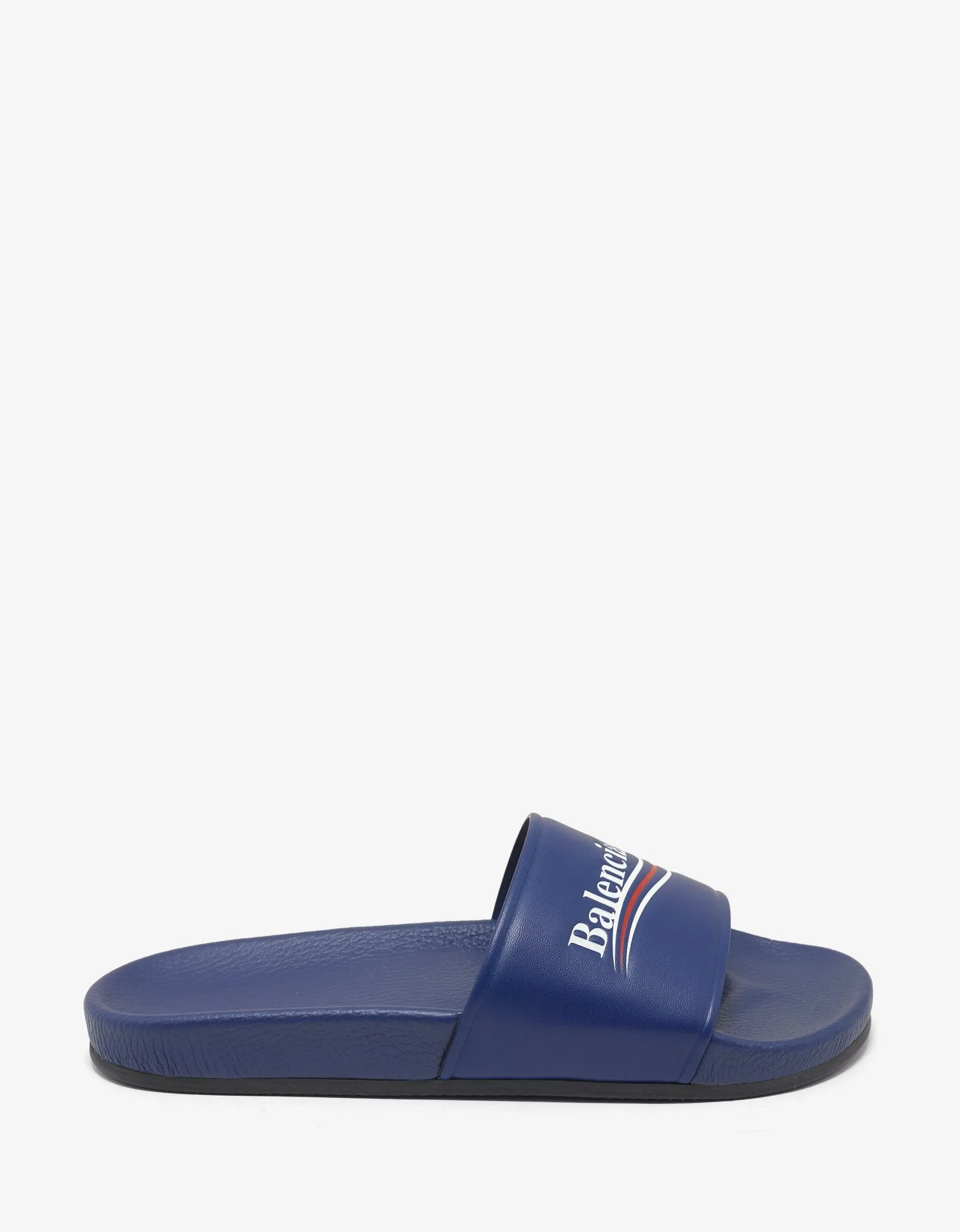 Blue Leather Election Logo Slide Sandals