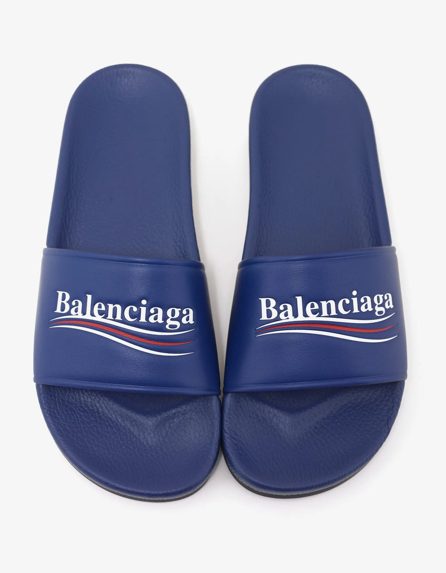 Blue Leather Election Logo Slide Sandals