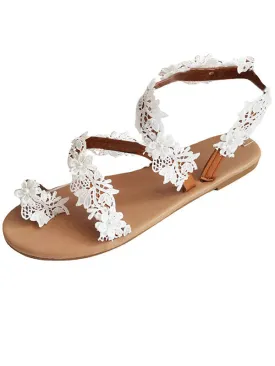 Bohemian Flower Peral Flat Sandals