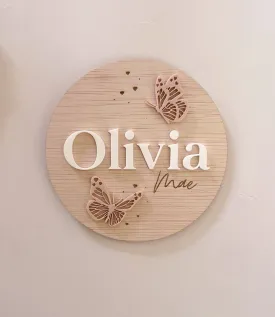 Butterfly Announcement Name Plaque