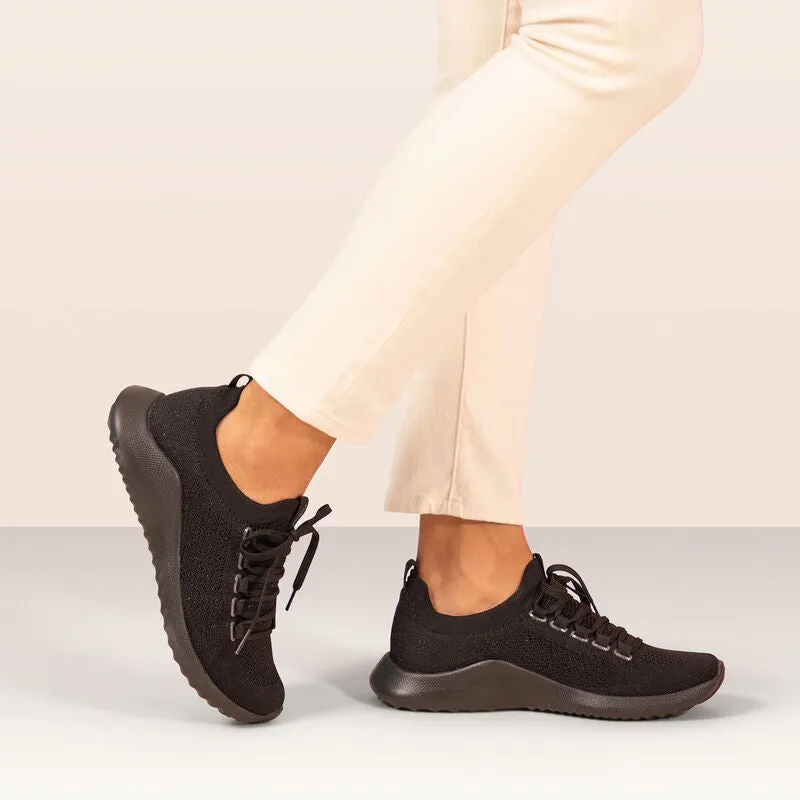 Carly Lace Up Sneaker in Black/Black