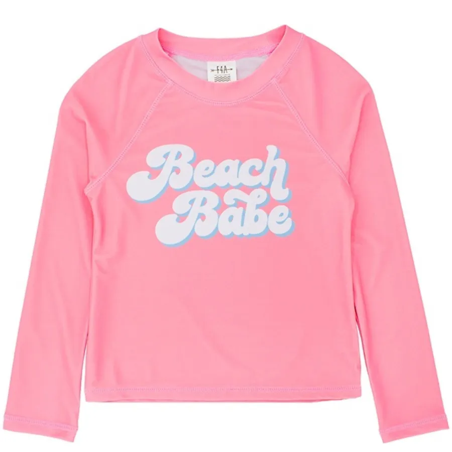 Feather 4 Arrow Girls Beach Babe Long Sleeve Rash Top 2G326BBA - Flamingo Pink