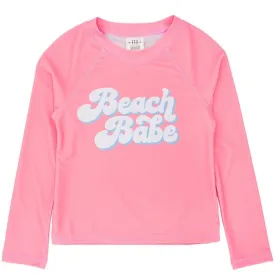 Feather 4 Arrow Girls Beach Babe Long Sleeve Rash Top 2G326BBA - Flamingo Pink