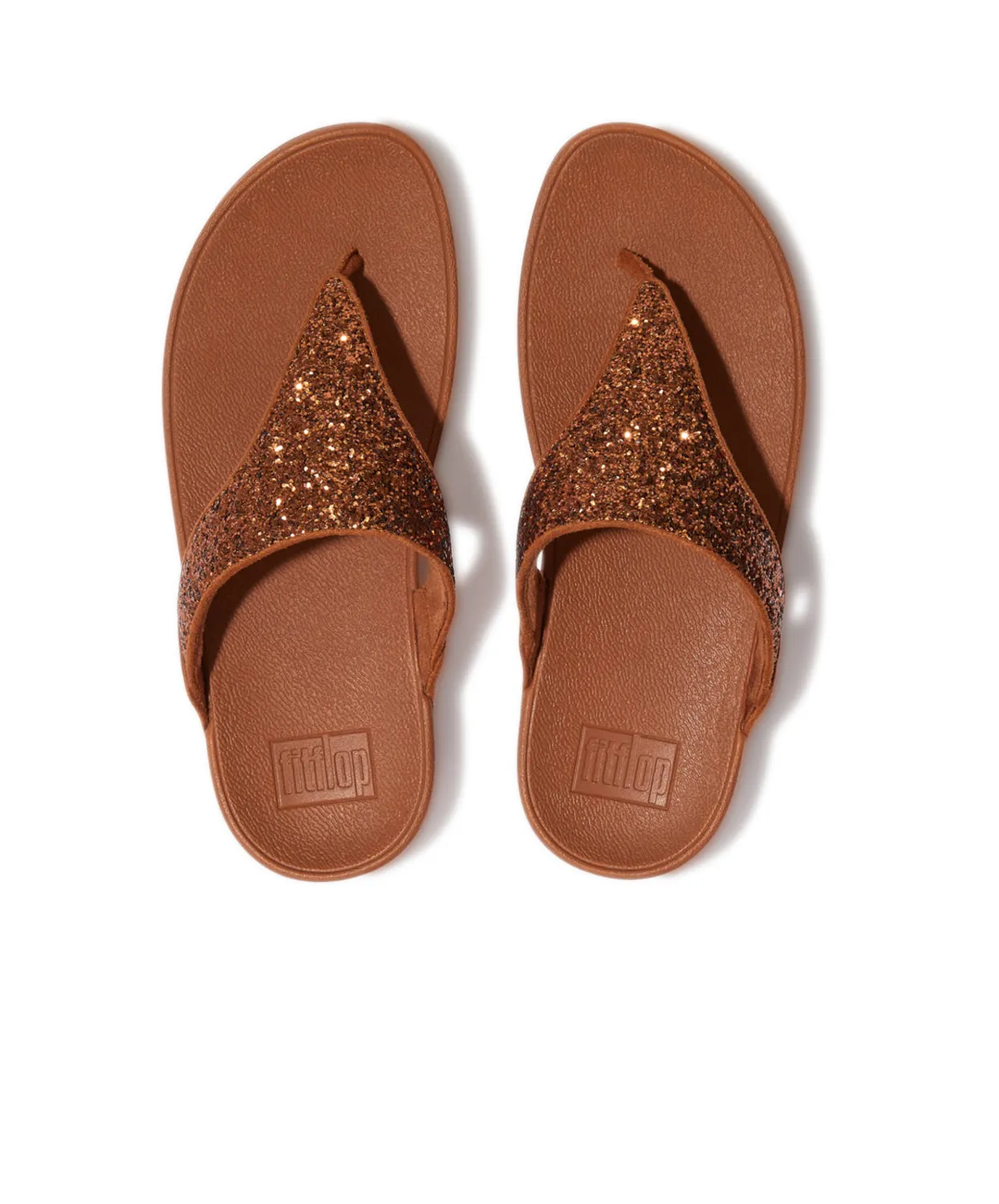 FitFlop Lulu Glitter Toe Post Sandals Brown