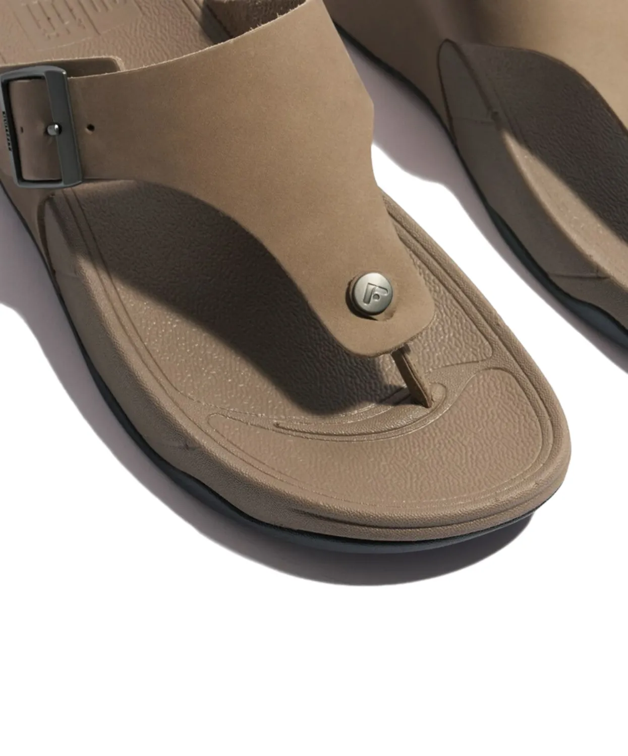 FitFlop Trakk II Mens Buckle Leather Toe Post Sandals Grey