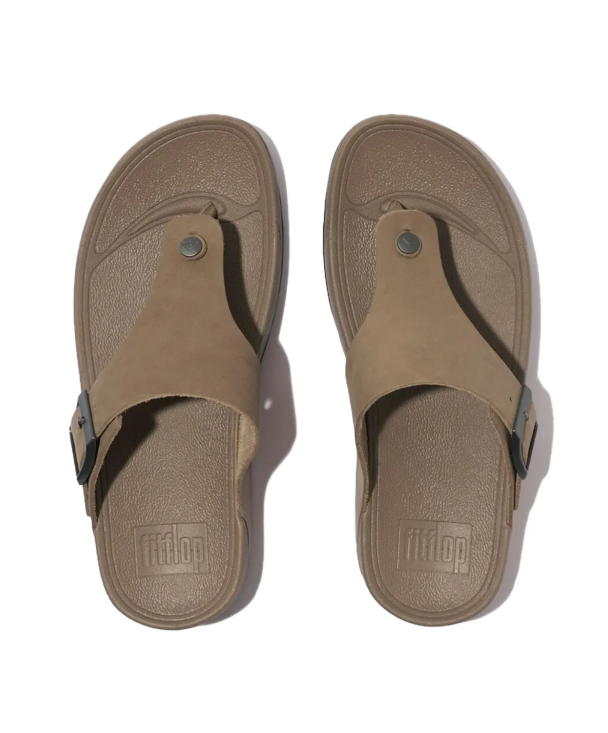 FitFlop Trakk II Mens Buckle Leather Toe Post Sandals Grey