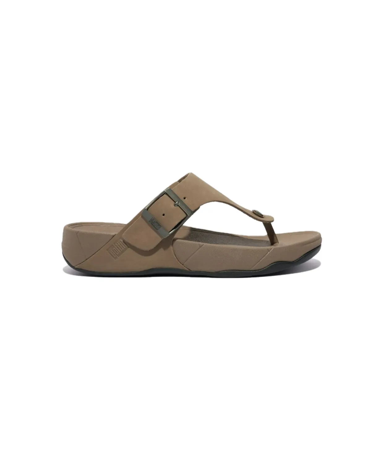 FitFlop Trakk II Mens Buckle Leather Toe Post Sandals Grey