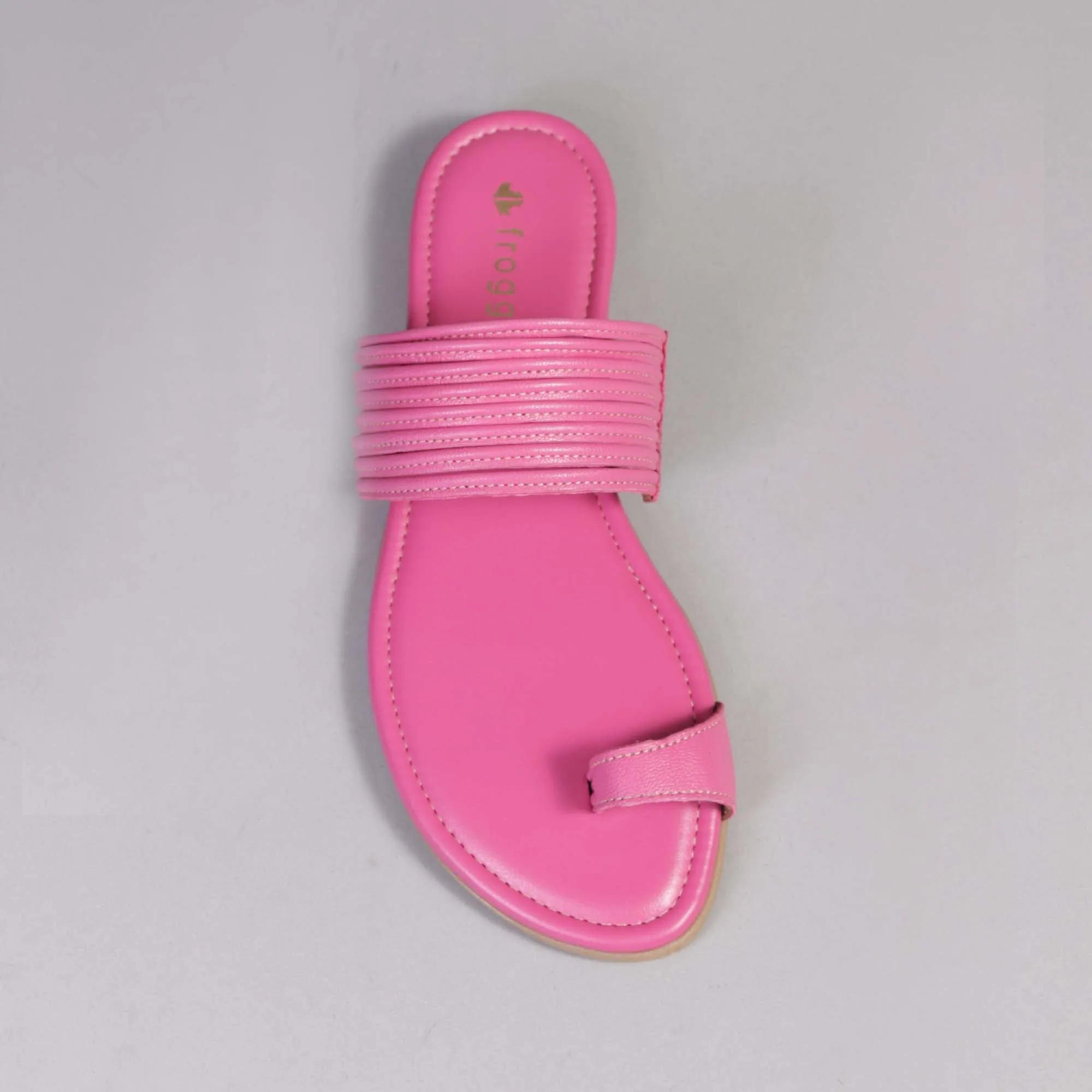 Flat strappy thong sandals in Hot Pink - 12559