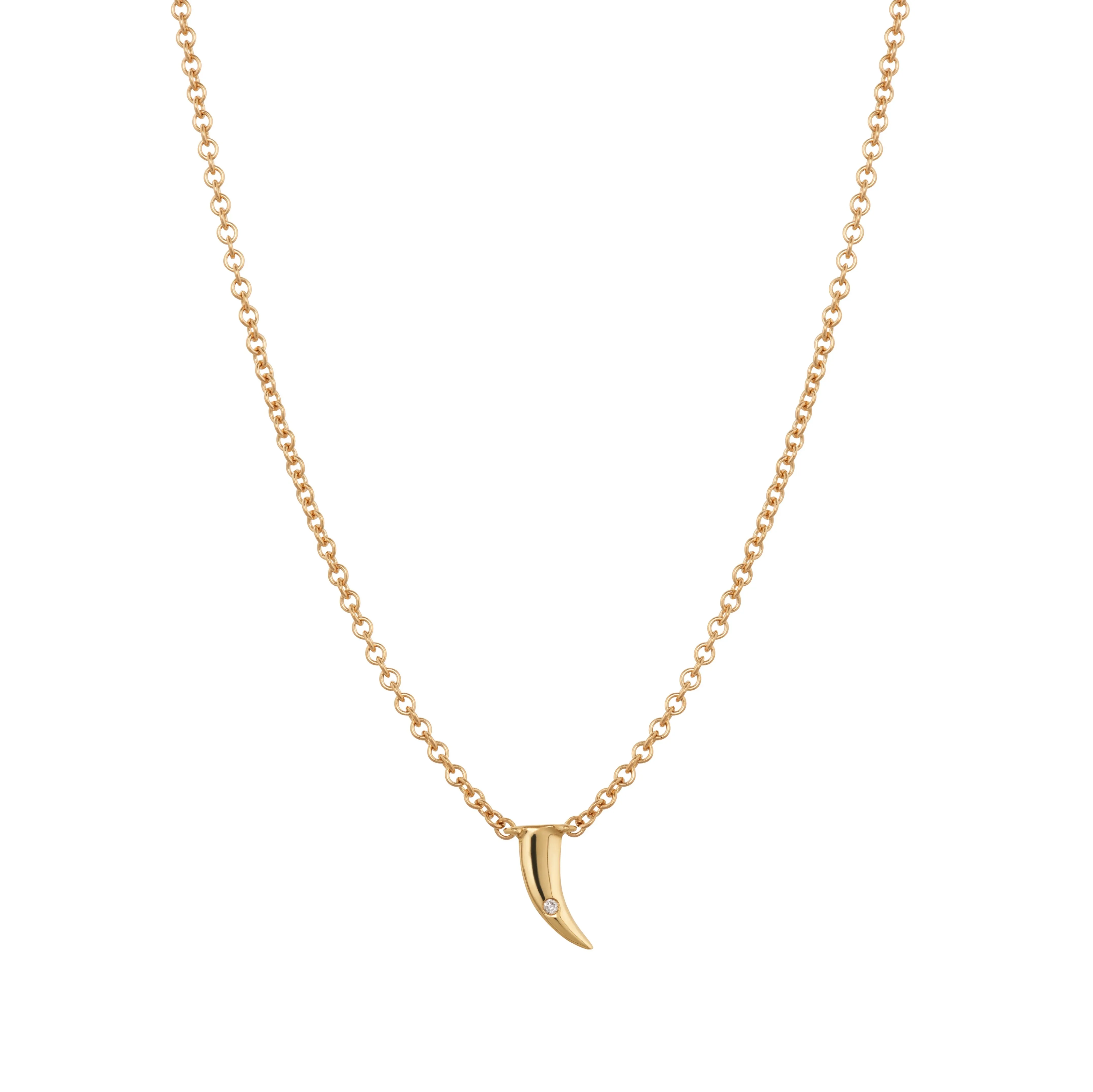 Flat Tusk Necklace - Single Diamond