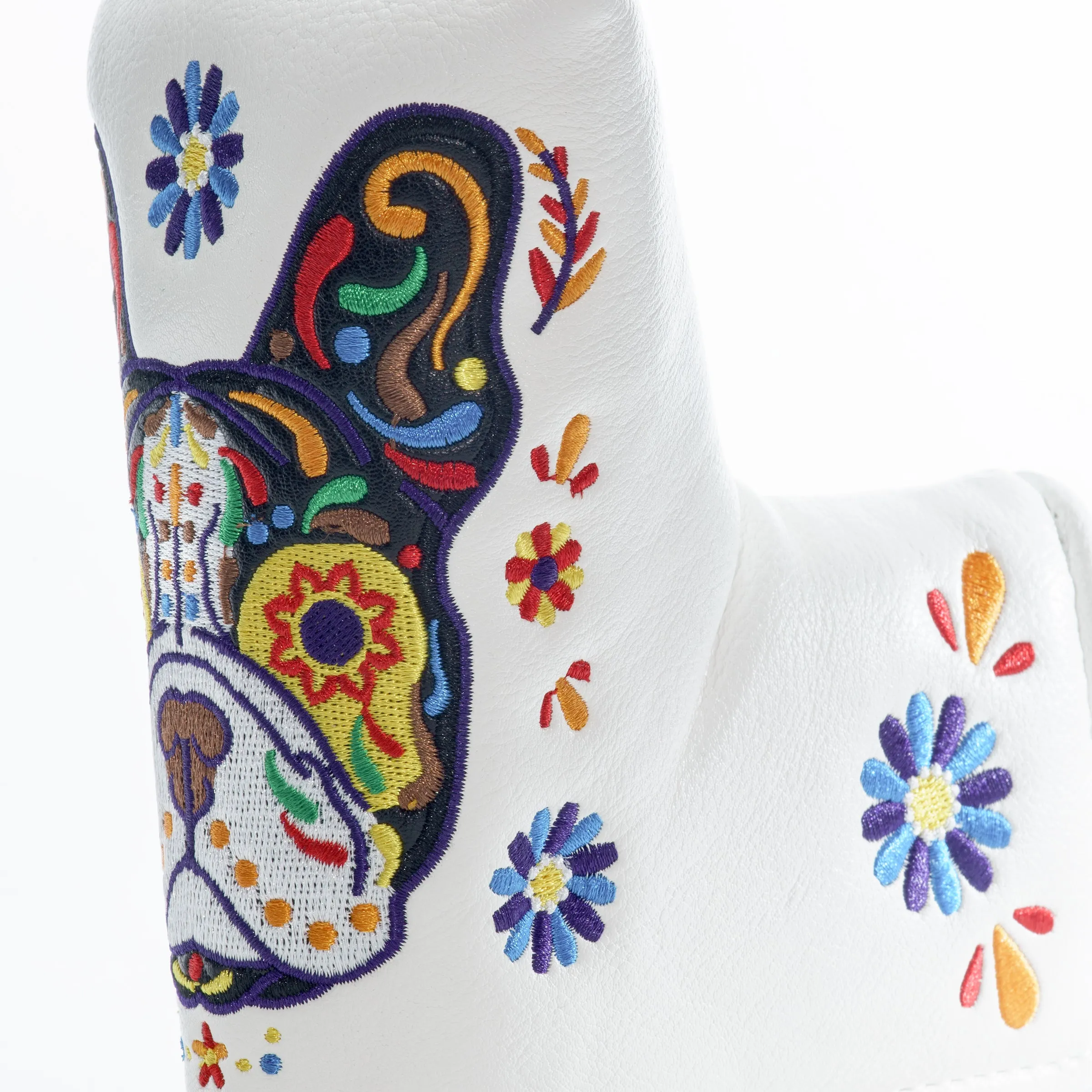 French Bulldog Sugar Skull Blade and Mid Mallet Putter Headcover, White