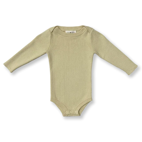 Grown - Organic Ribbed Essential Bodysuit - Pistachio