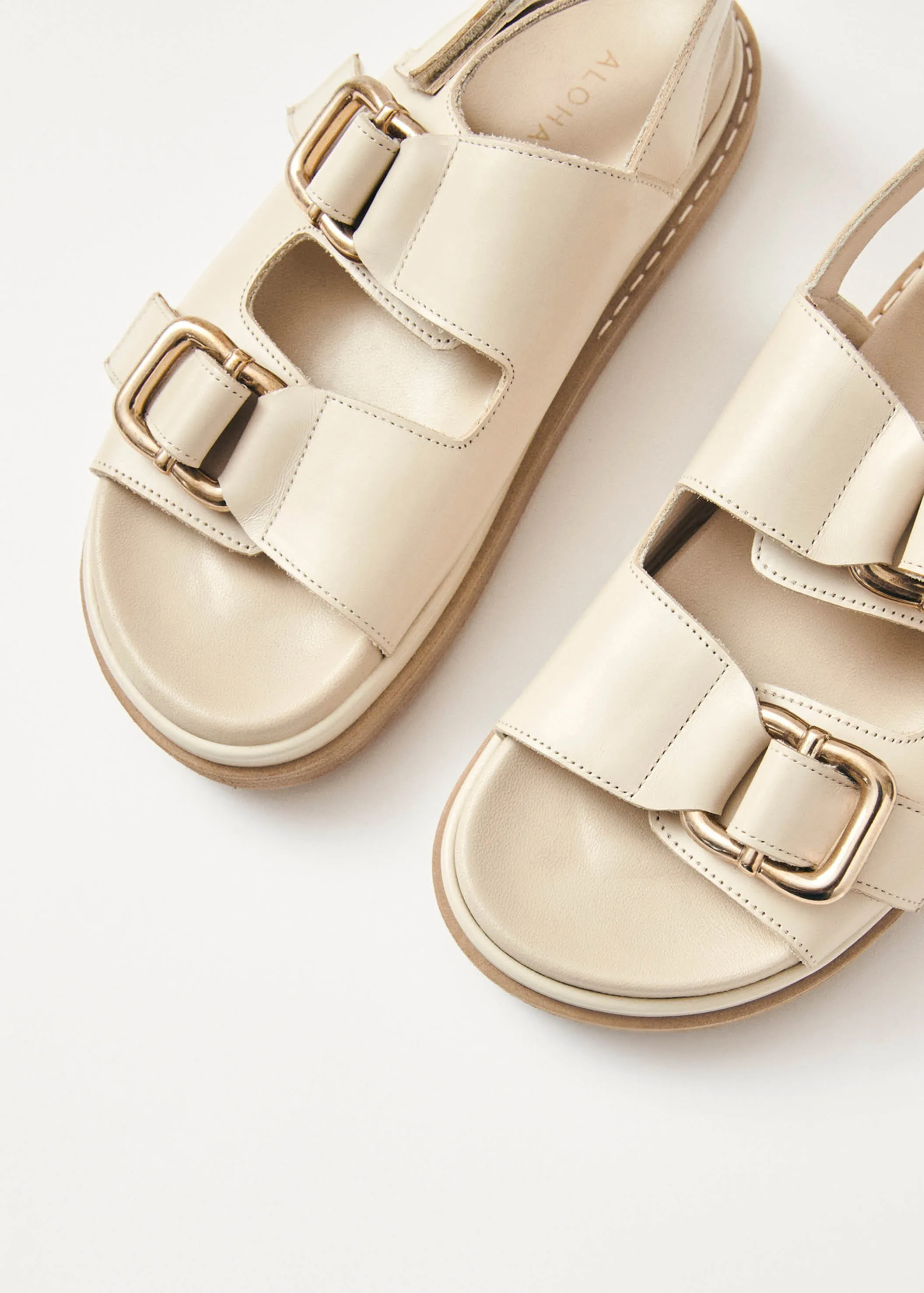 Harper Cream Leather Sandals