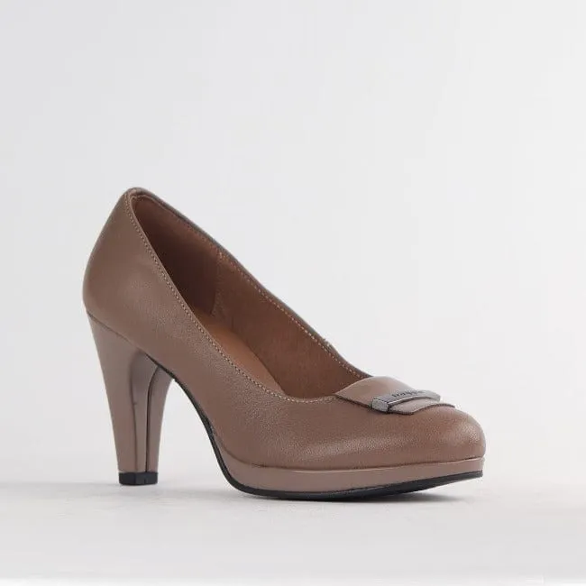 High Heel Court Shoe in Stone - 12055