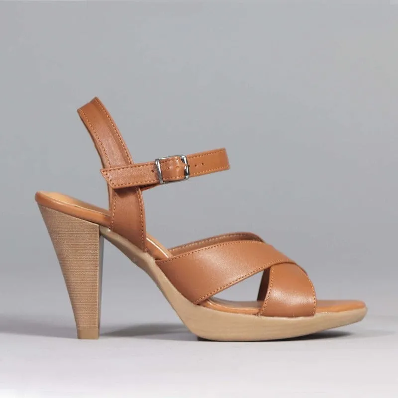 High Heel Slingback in Tan - 12616