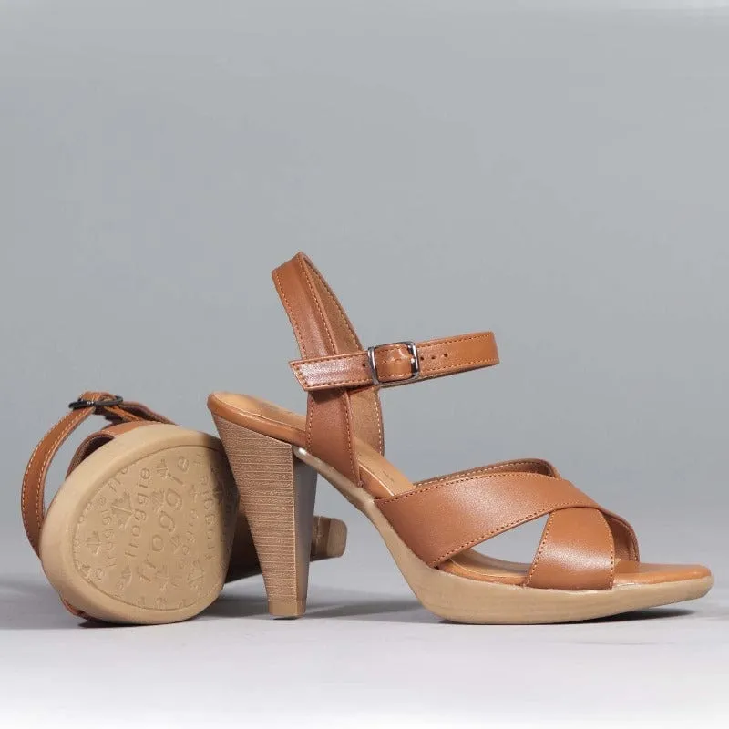 High Heel Slingback in Tan - 12616