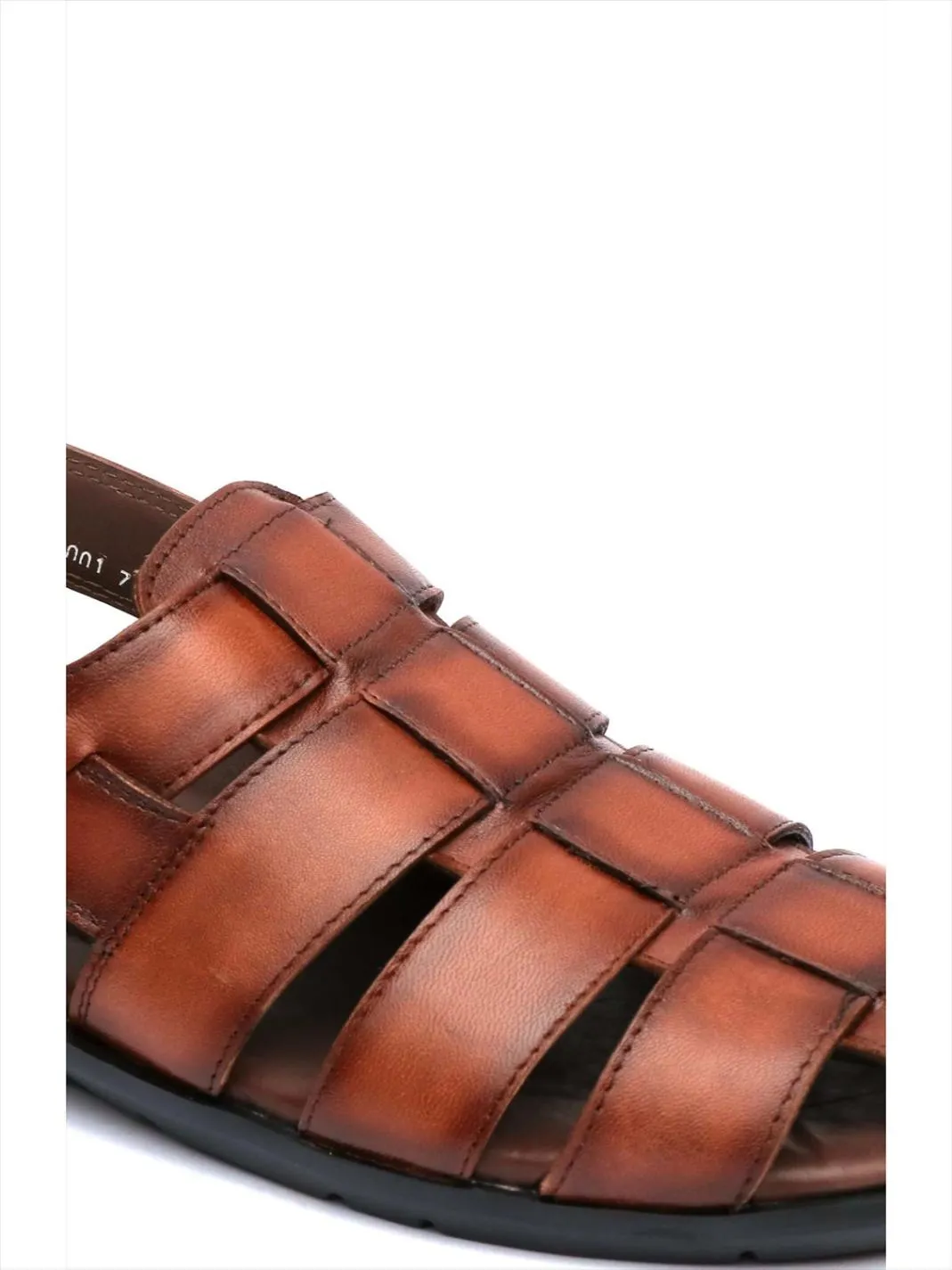 Hitz Men's Brown Leather Sandals with Velcro