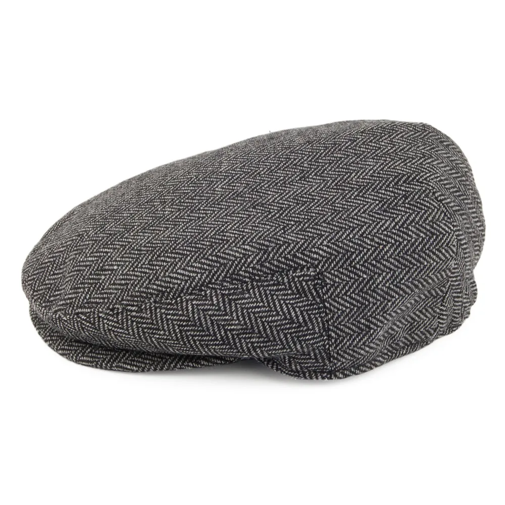 Kids Herringbone Flat Cap - Grey