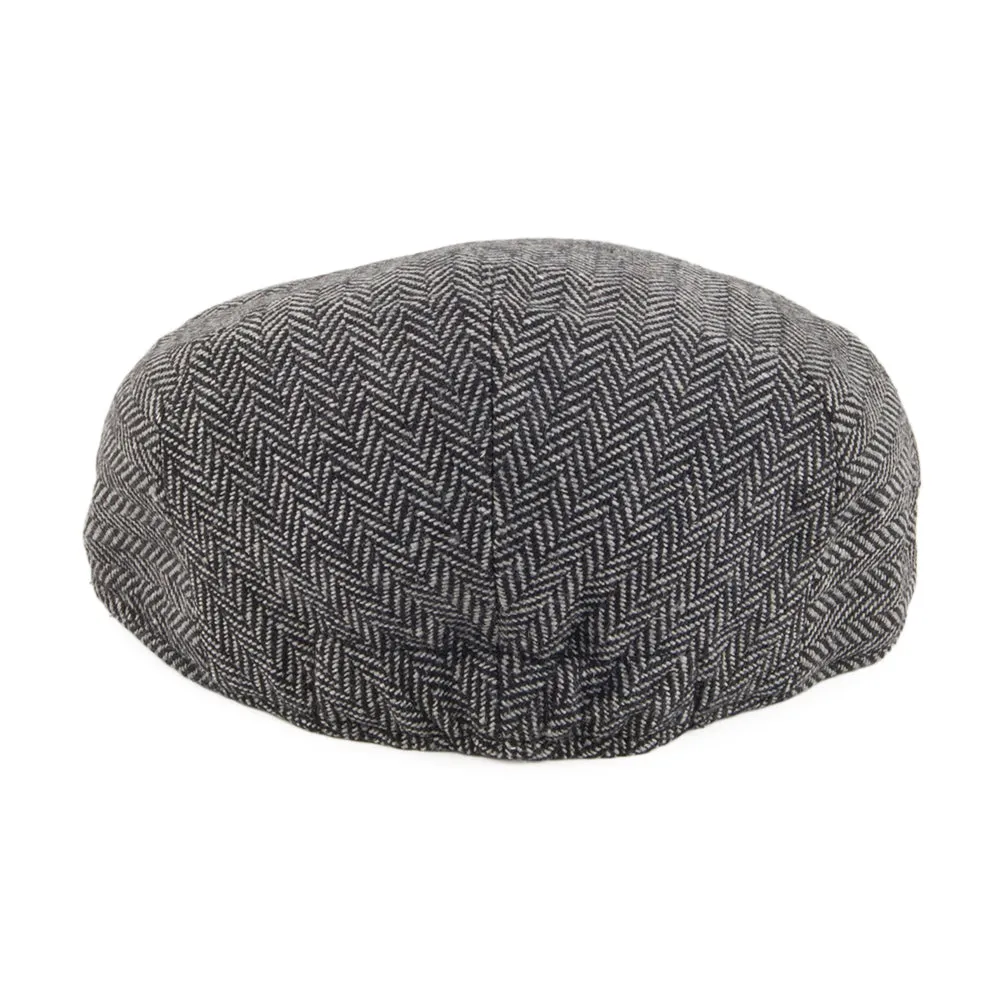 Kids Herringbone Flat Cap - Grey