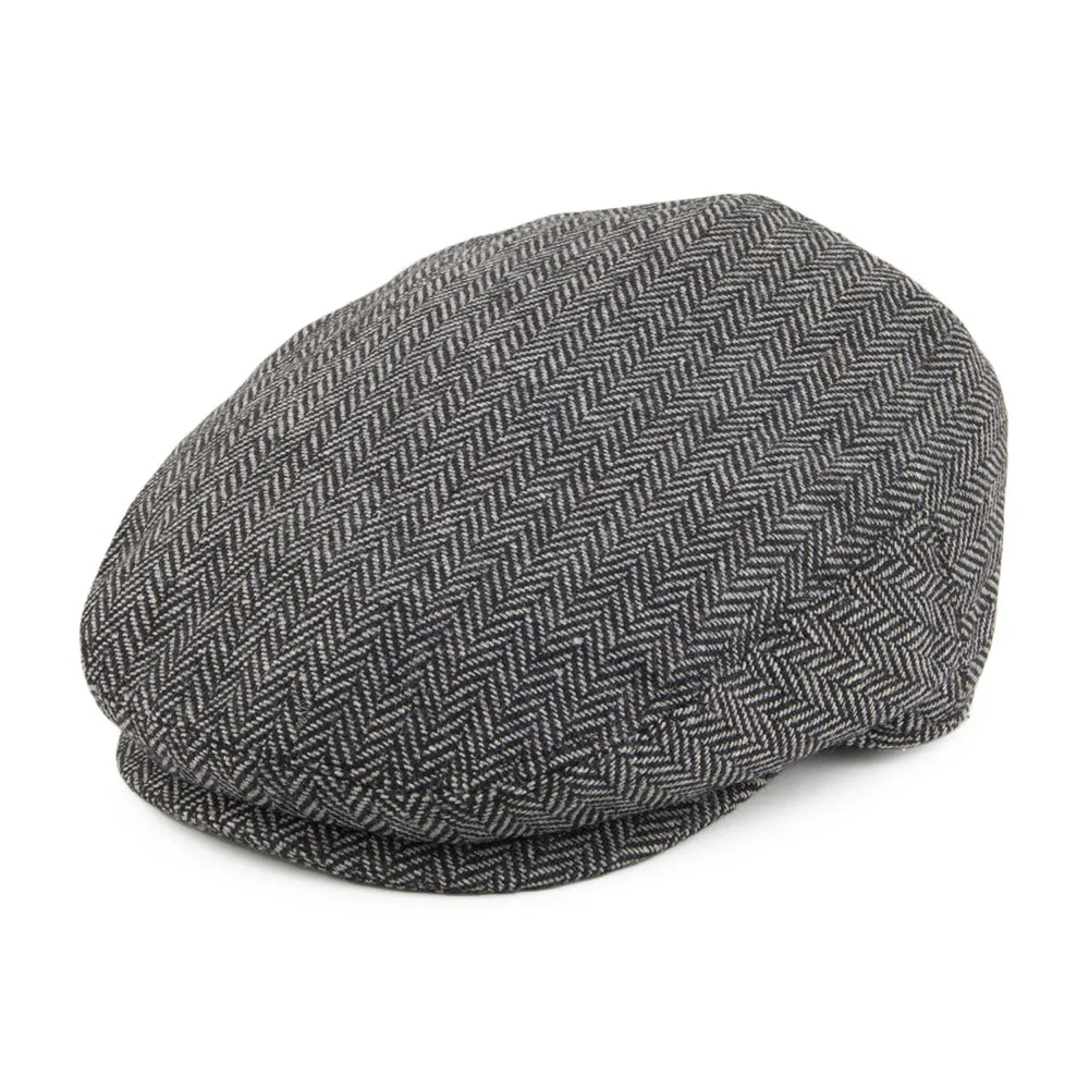 Kids Herringbone Flat Cap - Grey