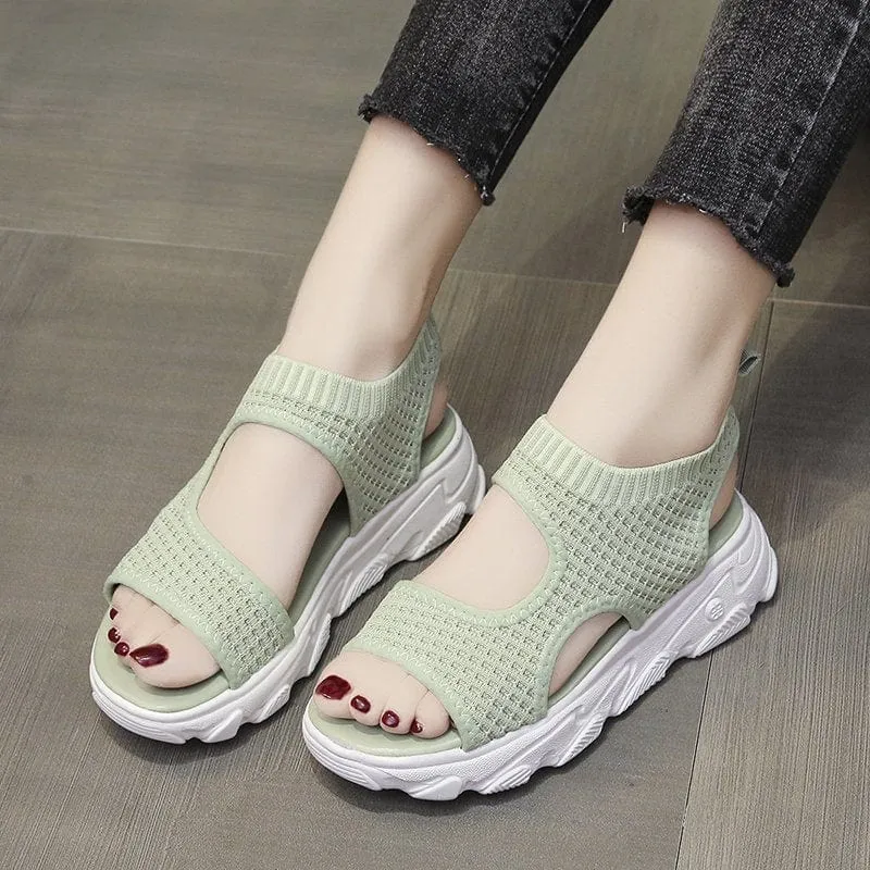 Knit Sports Platform Sandals