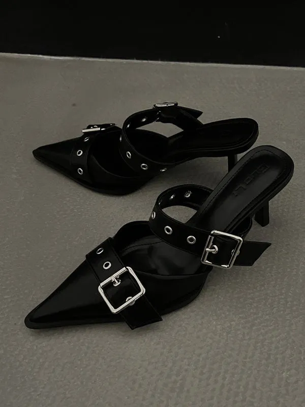 Metal Buckle High-heeled Sandals