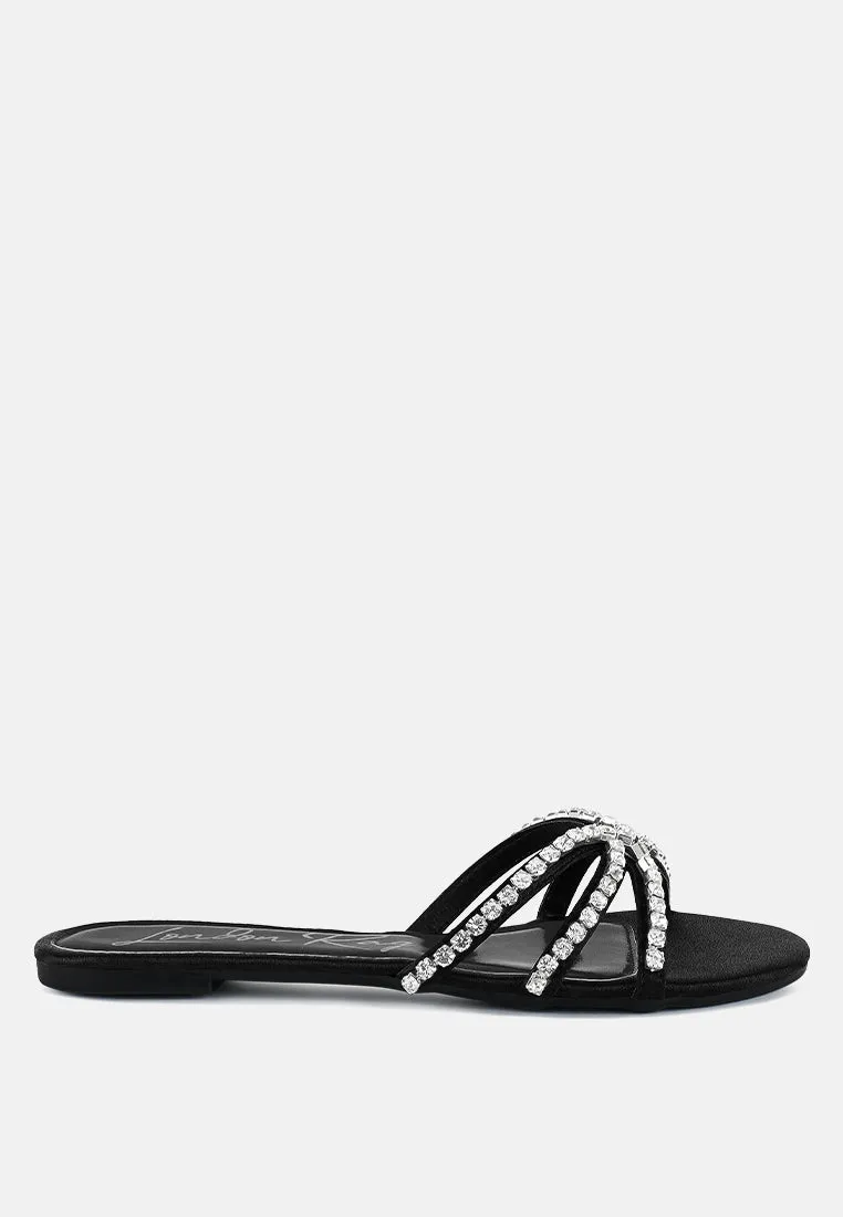 Mezzie Diamante Embellished Flat Sandals