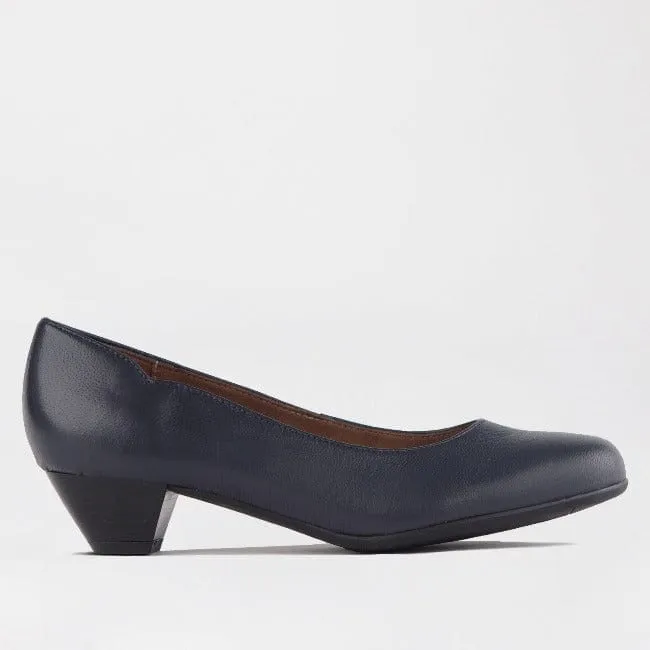 Navy Mid-Heel Court Shoe - Style 12635