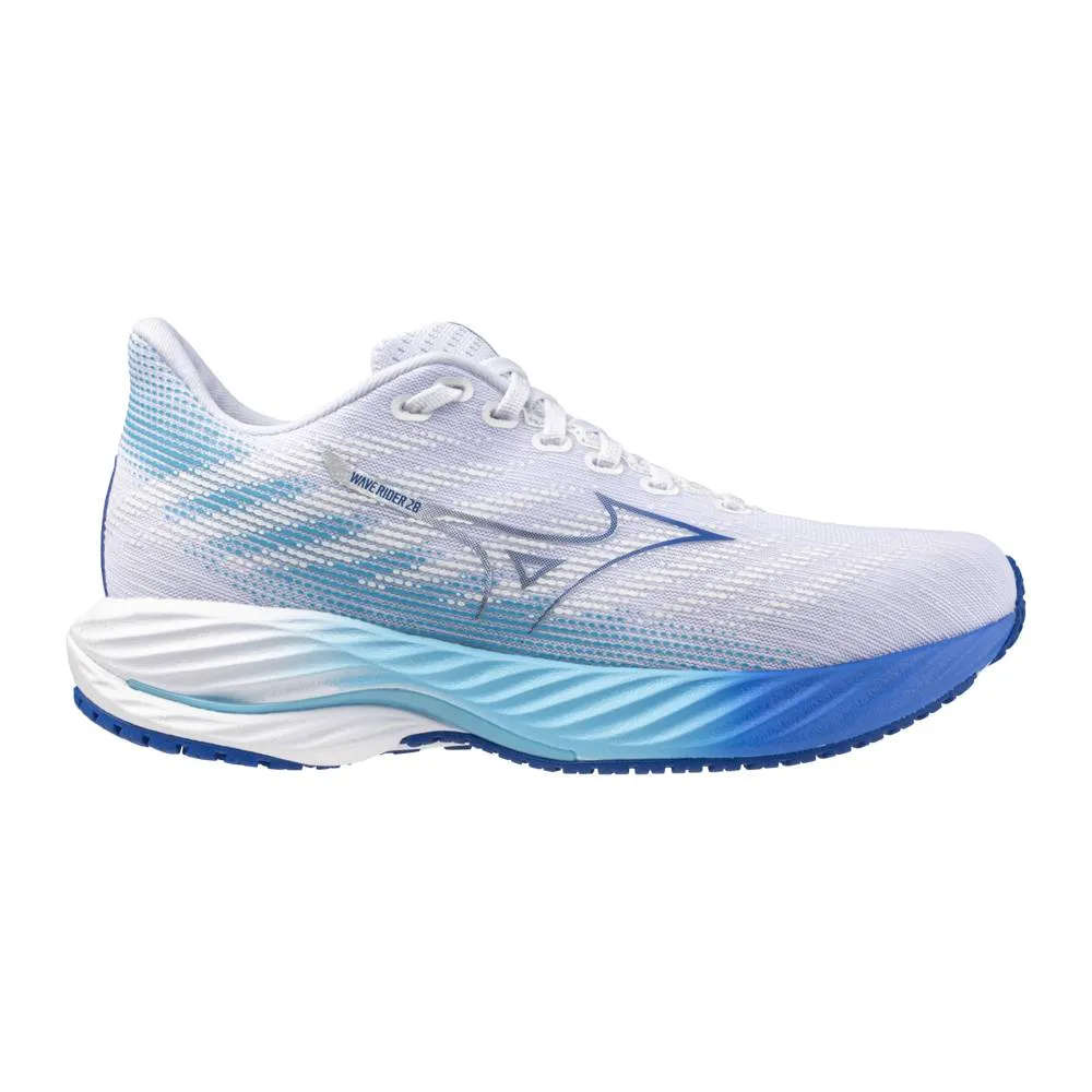 Womens Mizuno Wave Rider 28 Running Shoes - White/River Blue