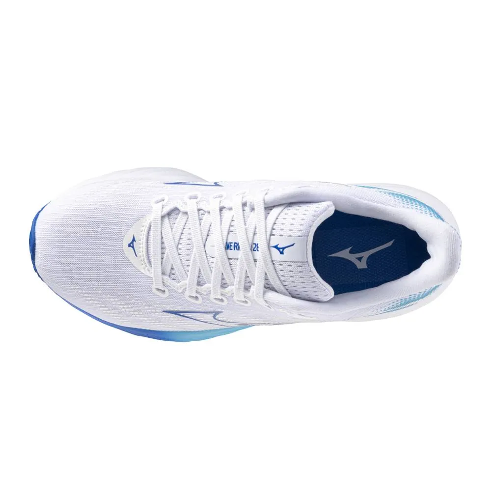 Womens Mizuno Wave Rider 28 Running Shoes - White/River Blue